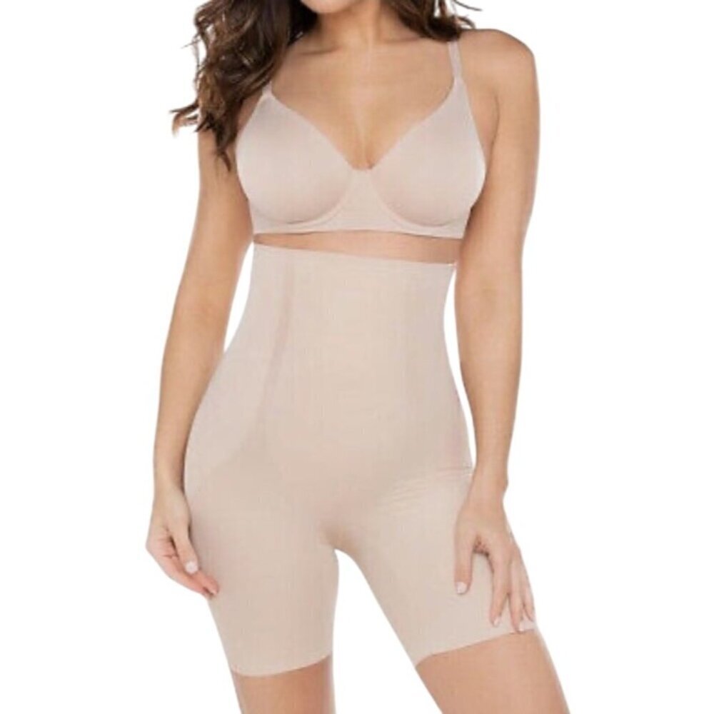 Miraclesuit Shapewear Hi-Waist Thigh Slimmer Nude L W/ silicon stay put strip